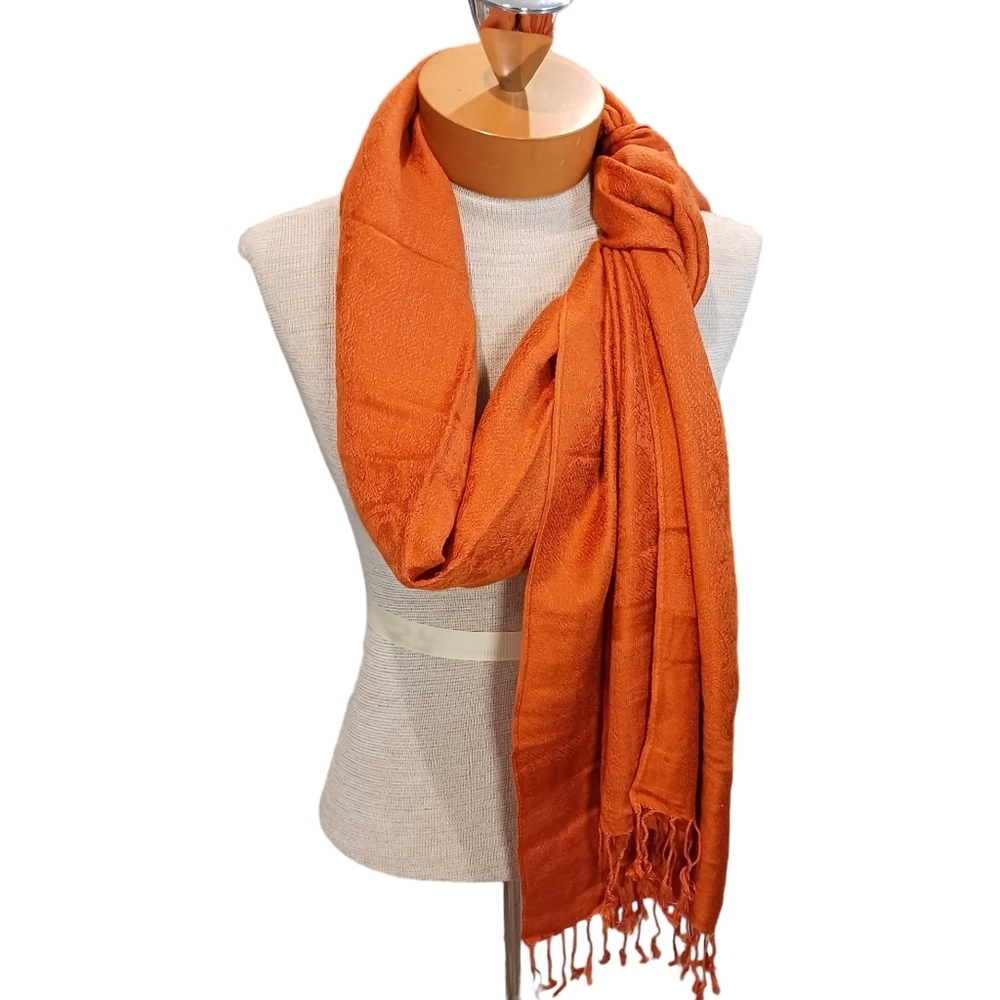 Pashmina Womens Shawl Pumpkin Orange Fall Multi Use Long